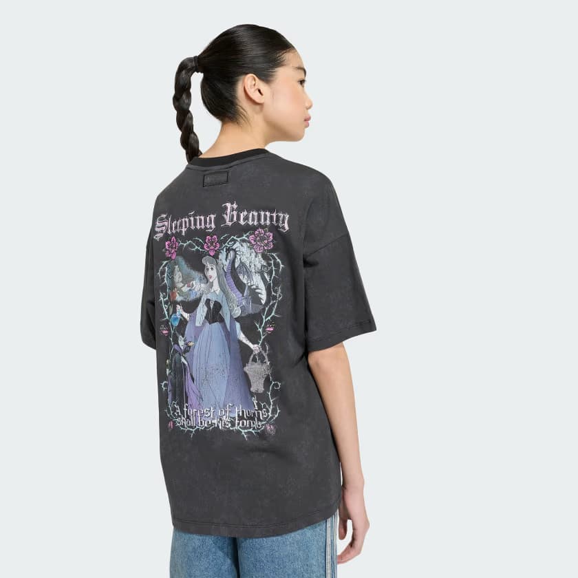 adidas Kids' DISNEY VILLAINS OVERSIZED WASHED GFX TEE - Black - Size L - Image 5