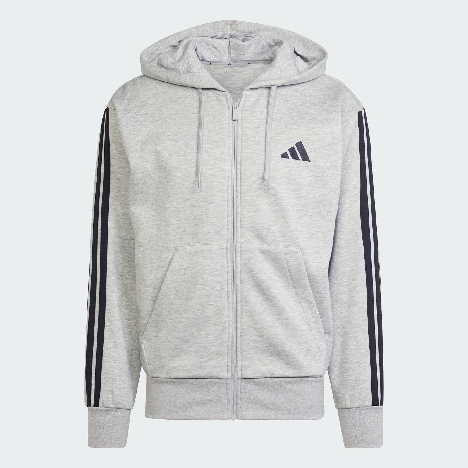 adidas Men's Essentials 3-Stripes Hoodie - Medium Grey Heather/Black - Size XL - Image 1