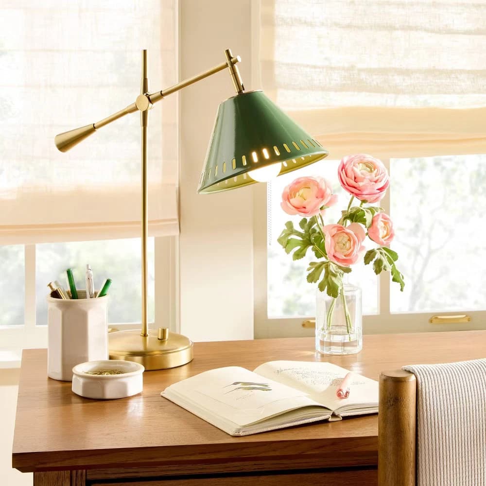 Hinge Desk Table Lamp Green/Brass - Hearth & Hand with Magnolia - Image 2