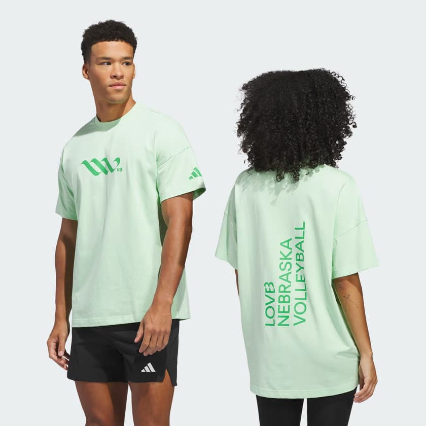 adidas Men's LOVB Nebraska Graphic T-Shirt - Semi Green Spark - Size L - Image 2