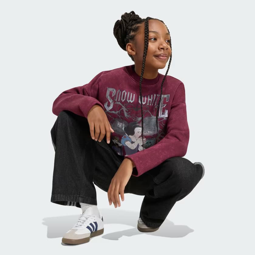 adidas Kids' DISNEY VILLAINS OVERSIZED HOCKEY CREW TEE - Maroon - Size S - Image 3