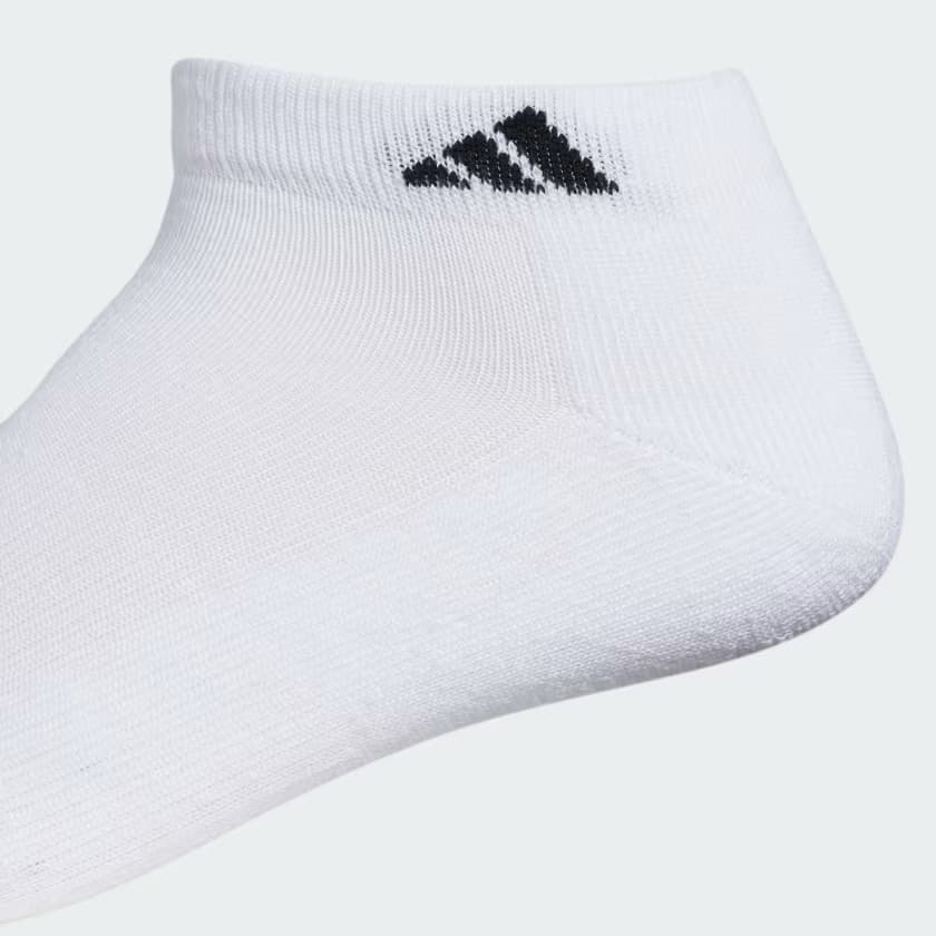 adidas Men's Men's Athletic Cushioned 6-Pack Low Socks - White/Black - Size M - Image 4