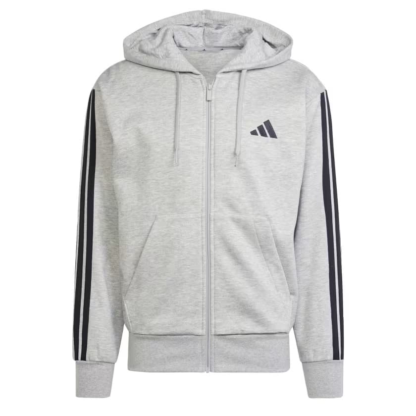 adidas Men's Essentials 3-Stripes Hoodie - Medium Grey Heather/Black - Size XL - Image 2