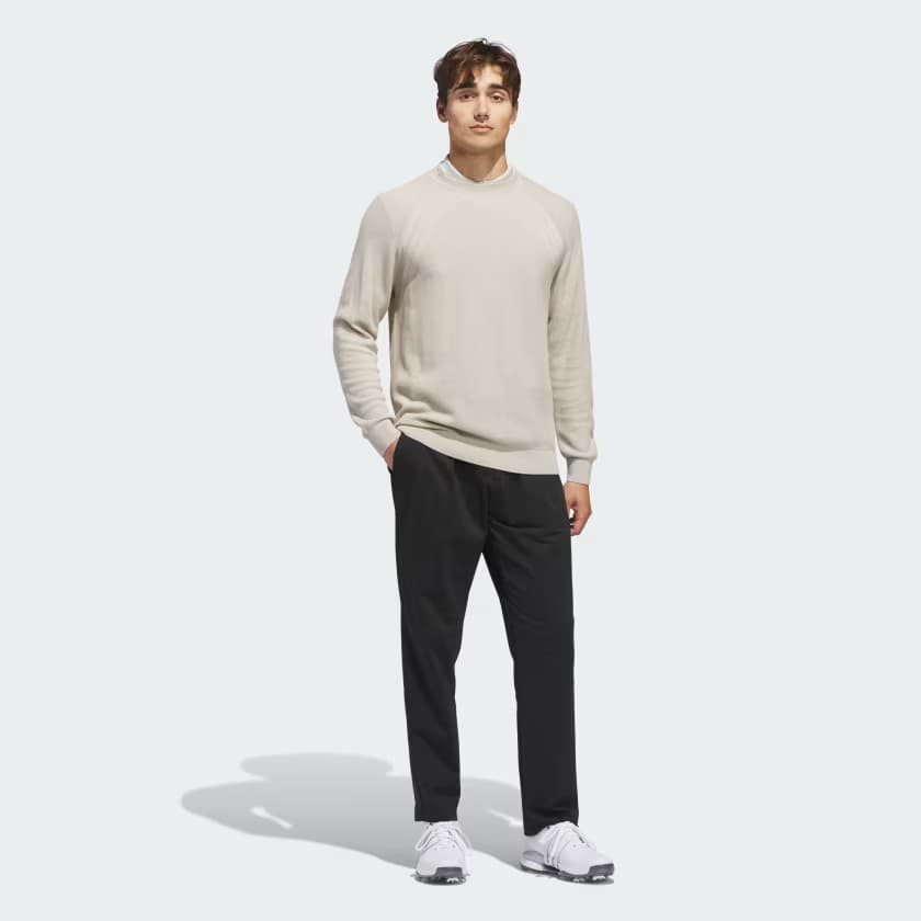 adidas Men's ULTIMATE365 TOUR KNIT CREWNECK Sweatshirt - Beige - Size L - Image 4
