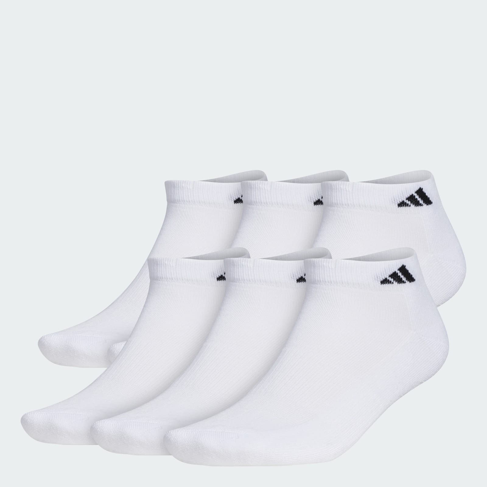 adidas Men's Men's Athletic Cushioned 6-Pack Low Socks - White/Black - Size M - Image 1