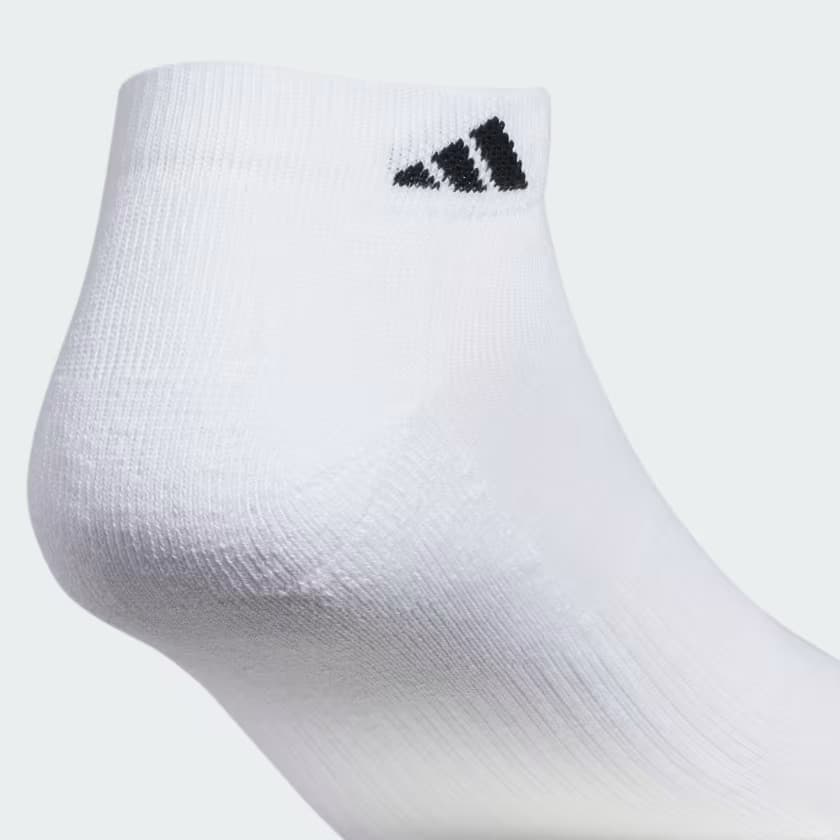 adidas Men's Men's Athletic Cushioned 6-Pack Low Socks - White/Black - Size M - Image 7