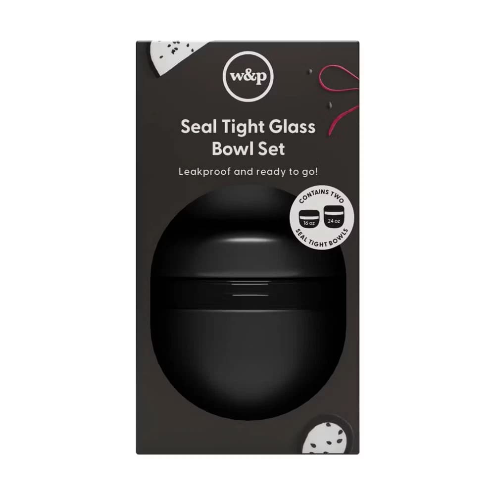 W&P Design 2pc (16oz and 24oz) Glass Seal Tight Bowls Charcoal - Image 3