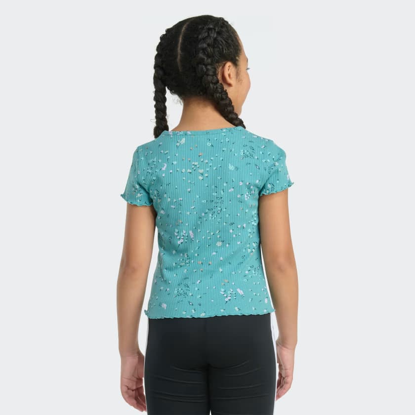 adidas Kids' Short Sleeve Printed Baby Rib Tee - Teal Dust - Size L - Image 2