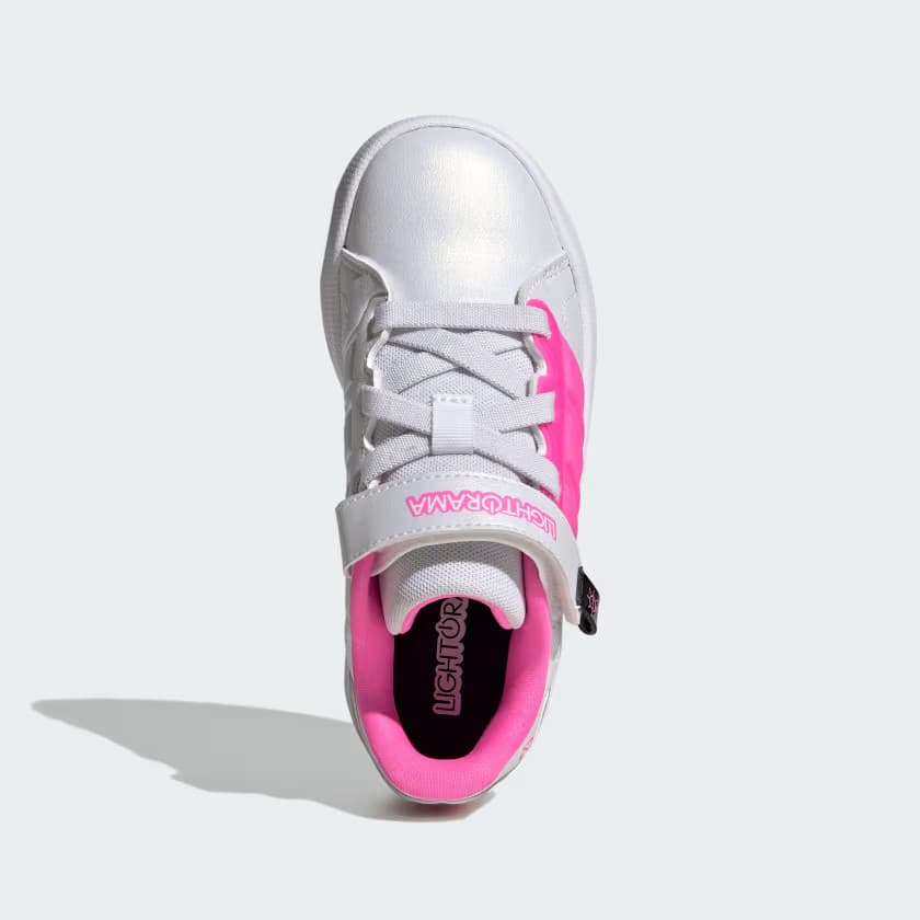 adidas Kids' LIGHTORAMA COURT SHOES - Cloud White/Lucid Pink - Size 2.5 - Image 3
