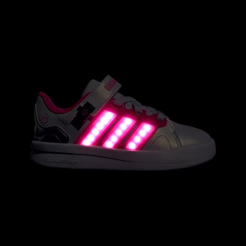 adidas Kids' LIGHTORAMA COURT SHOES - Cloud White/Lucid Pink - Size 2.5 - Image 2