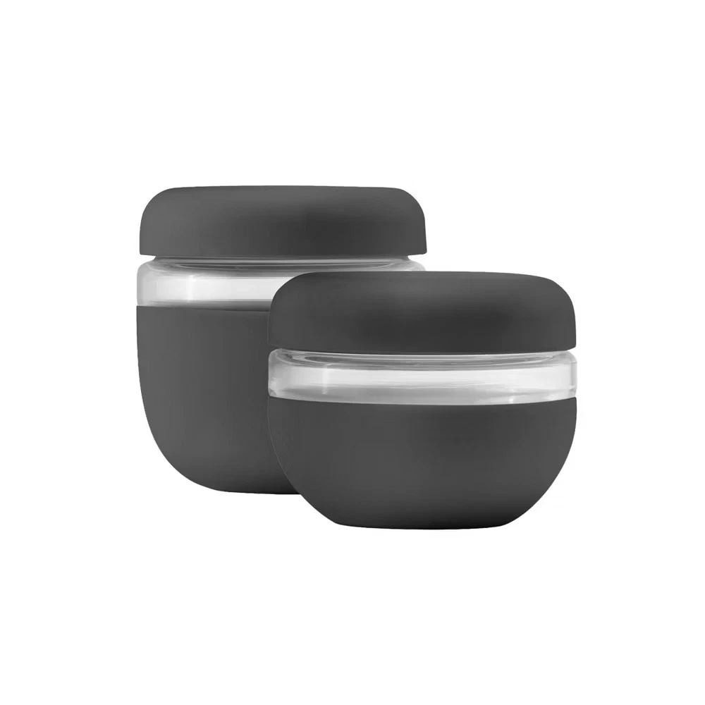 W&P Design 2pc (16oz and 24oz) Glass Seal Tight Bowls Charcoal - Image 1