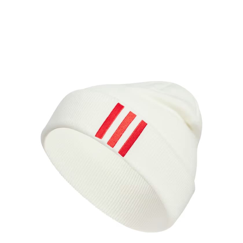 adidas Men's Offset 3-Stripes Beanie - Off White/Scarlet - Image 5