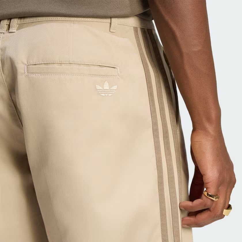 adidas Men's 3 STRIPES PLEATED PANTS - Khaki Three - Size 35 - Image 5