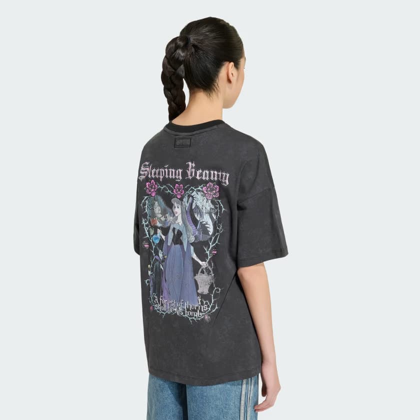 adidas Kids' DISNEY VILLAINS OVERSIZED WASHED GFX TEE - Black - Size L - Image 2
