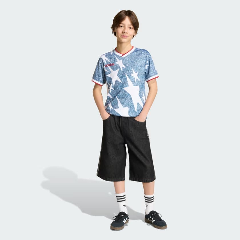adidas Kids' Denim Graphic Jersey Kids - White/Dark Blue - Size M - Image 5