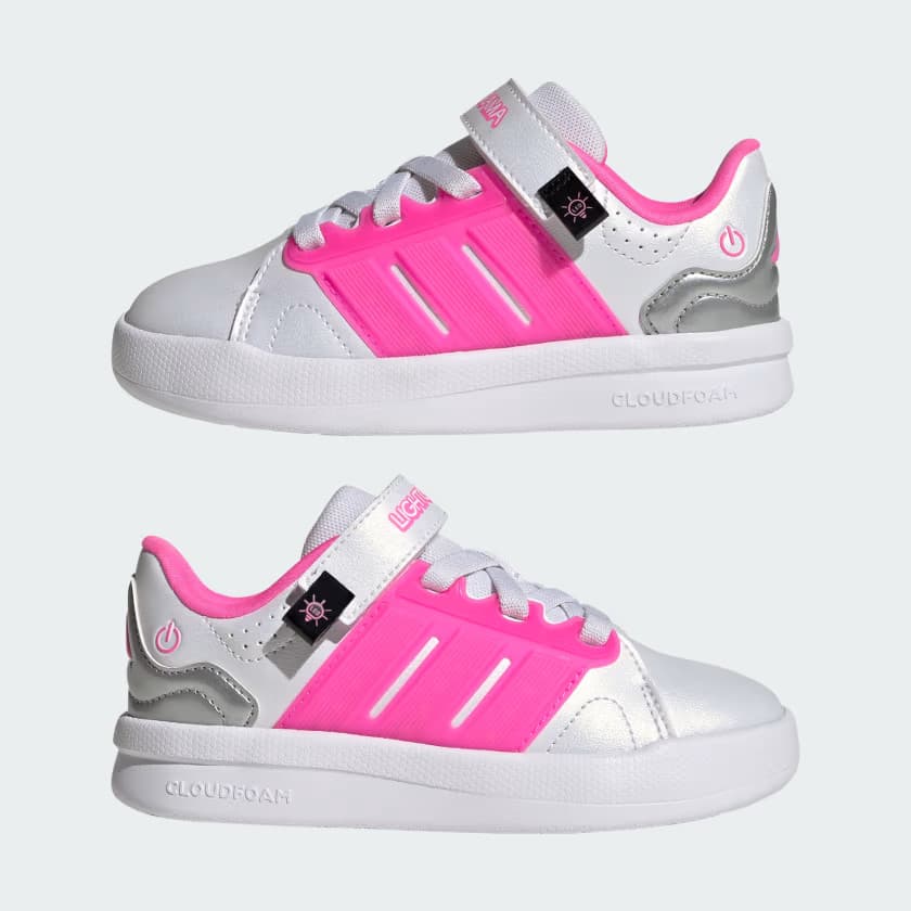 adidas Kids' LIGHTORAMA COURT SHOES - Cloud White/Lucid Pink - Size 2.5 - Image 7