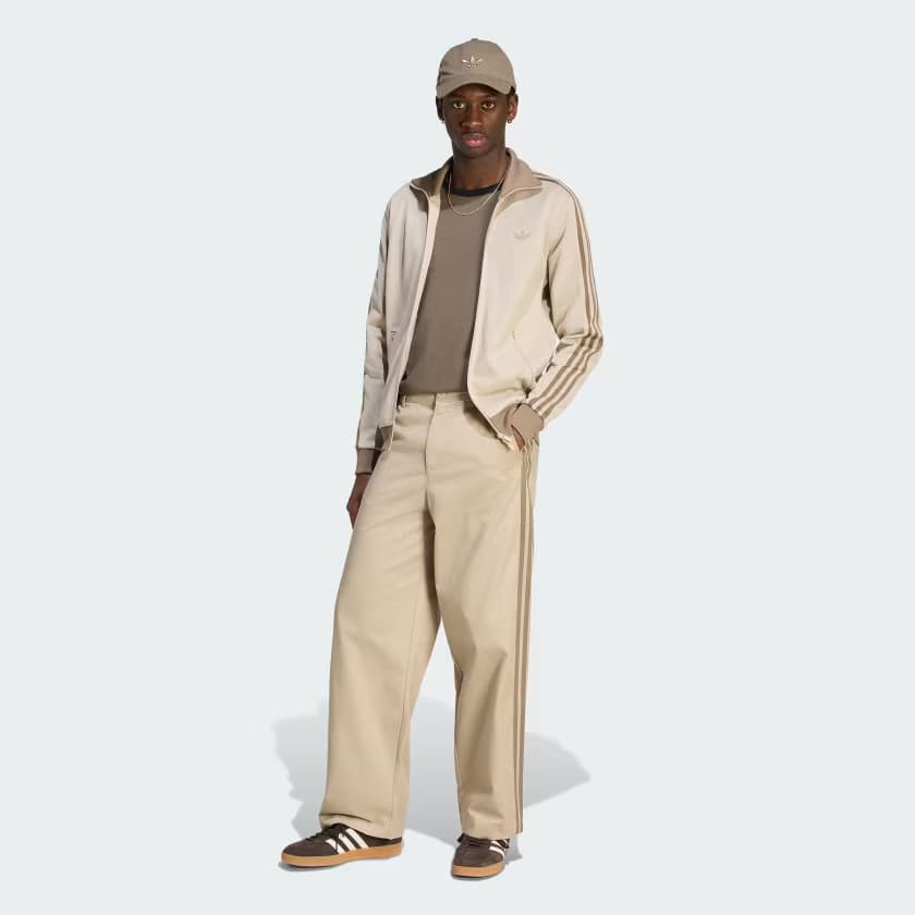 adidas Men's 3 STRIPES PLEATED PANTS - Khaki Three - Size 35 - Image 3