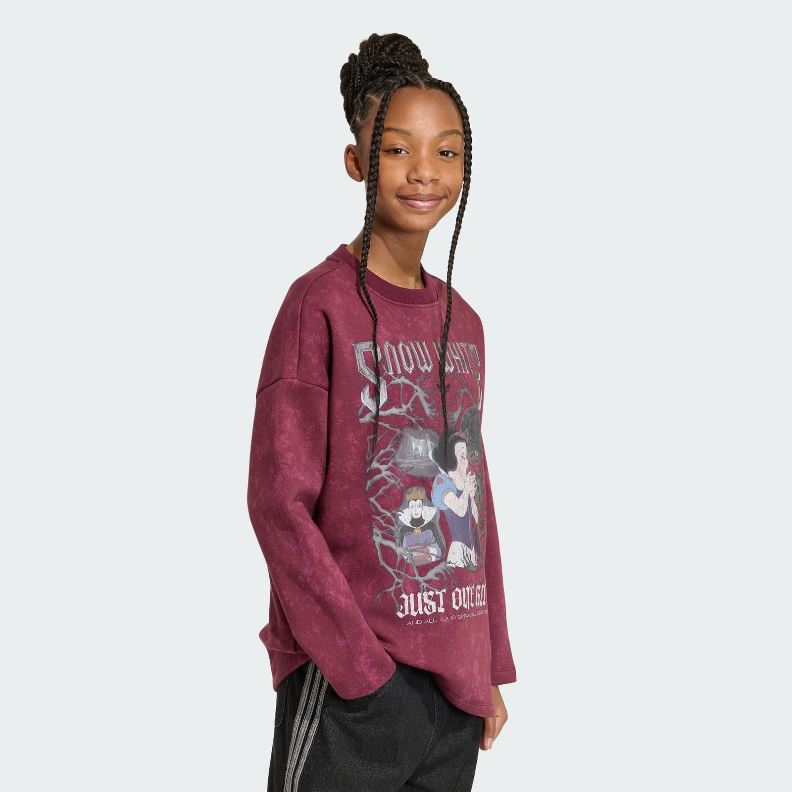 adidas Kids' DISNEY VILLAINS OVERSIZED HOCKEY CREW TEE - Maroon - Size S - Image 1