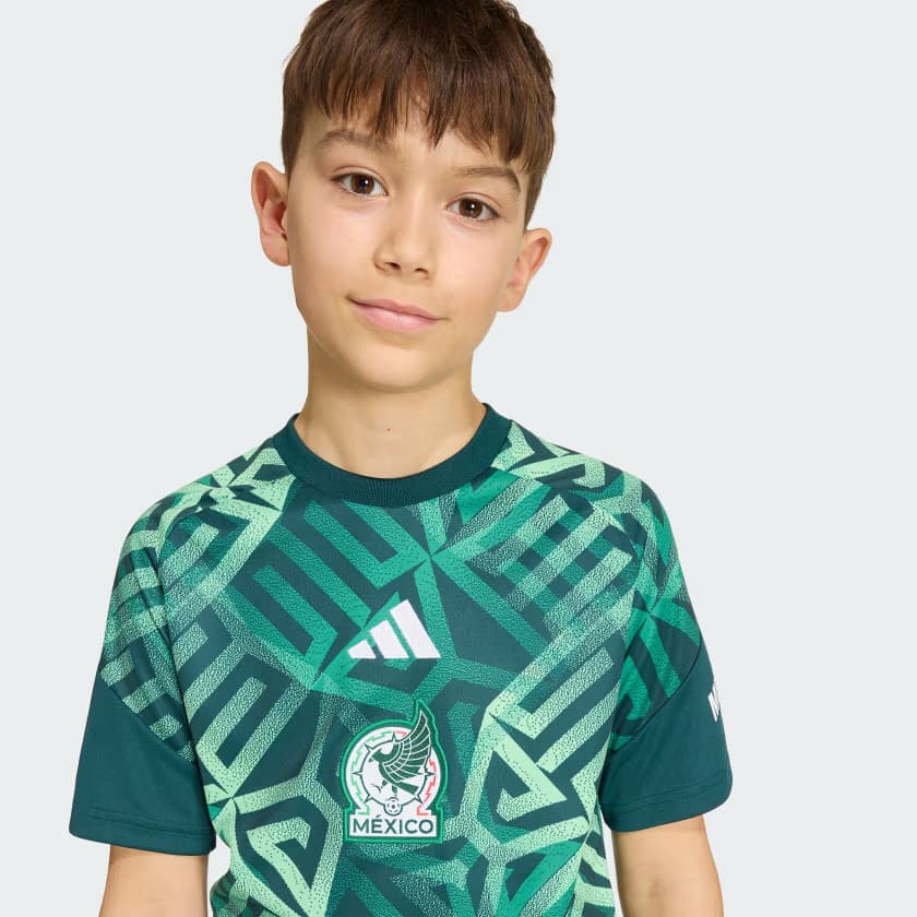 adidas Kids' Mexico 26 Home Kids Pre Match Jersey - Aurora Ivy - Size S - Image 6