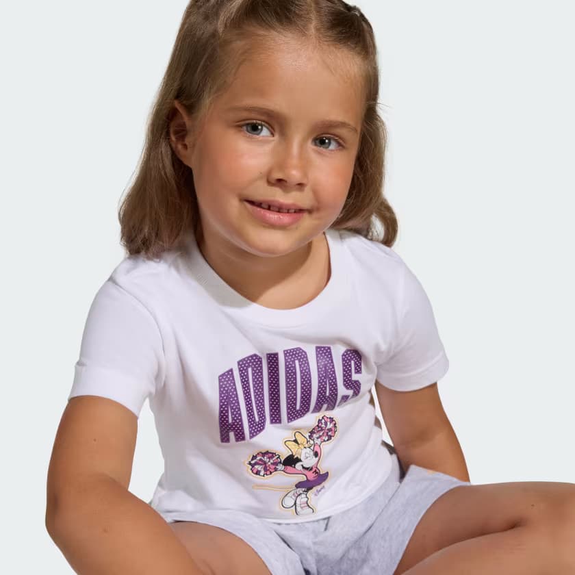 adidas Kids' DISNEY MINNIE T-SHIRT SET - White/Semi Ice Tangerine - Size 2XS - Image 7