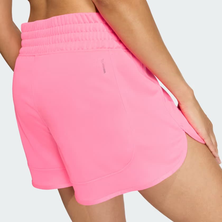 adidas Women's Pacer Essentials Knit Shorts - Lucid Pink/White - Size L - Image 5
