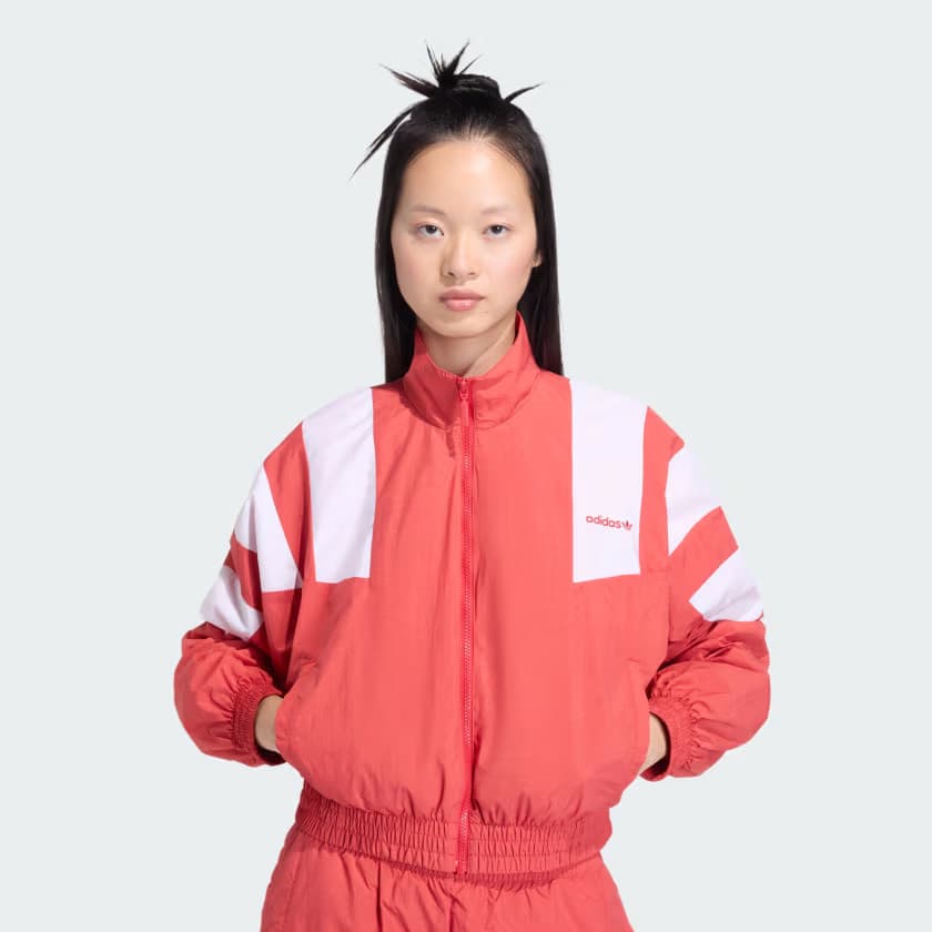 adidas Women's BLOCKED WASHED ZIPPED TRACKTOP - Better Scarlet - Size XS - Image 5
