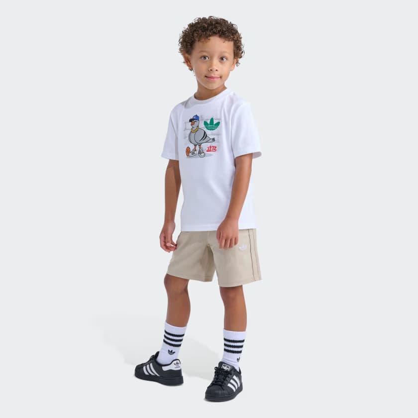 adidas Kids' 3S WOVEN SHORT TEE SET - White - Size 5 - Image 4