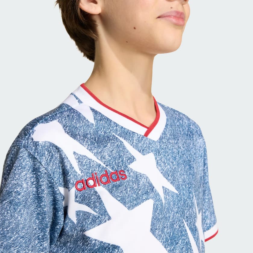 adidas Kids' Denim Graphic Jersey Kids - White/Dark Blue - Size M - Image 6