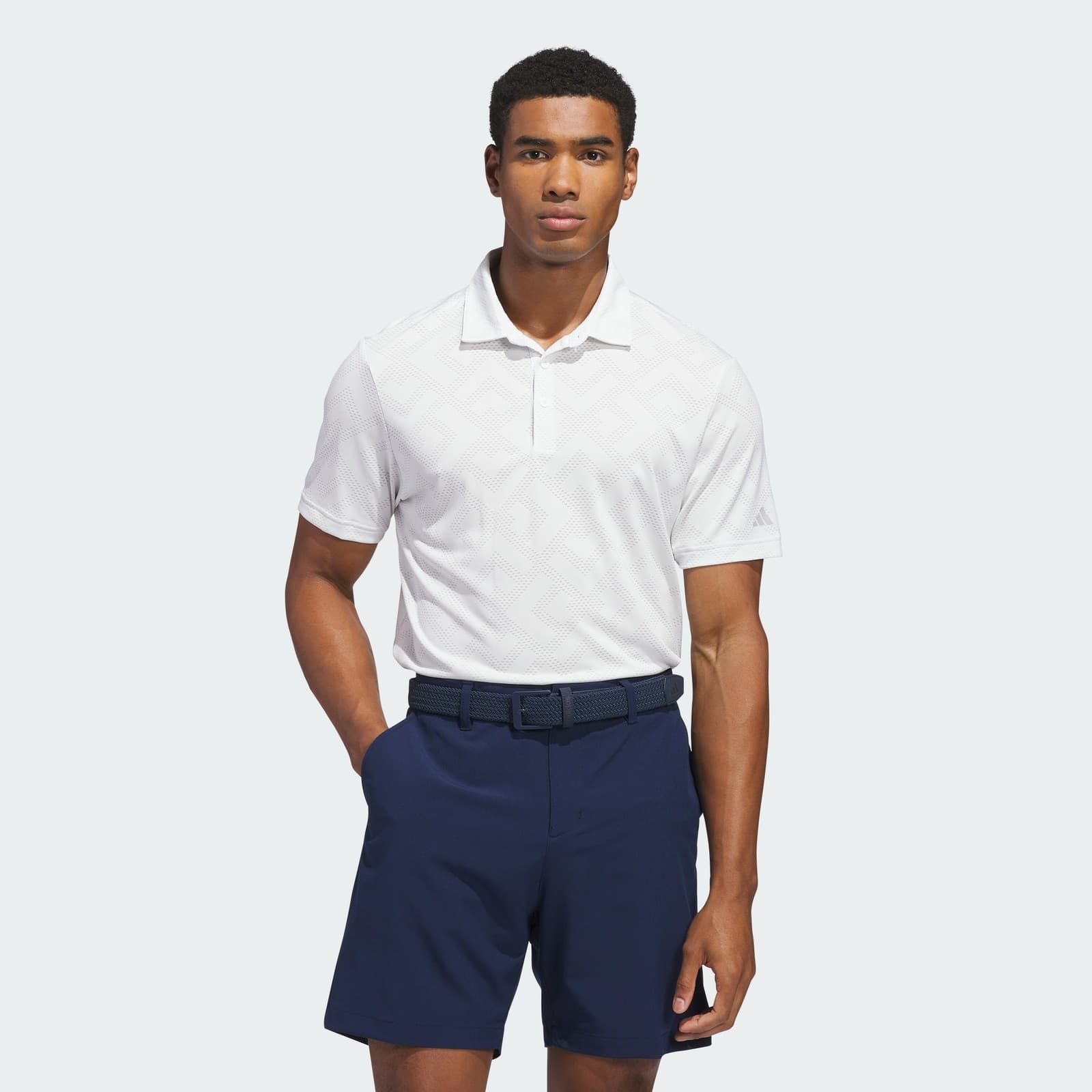 adidas Men's ULTIMATE365 JACQUARD POLO SHIRT - White/Grey Two - Size XL - Image 1