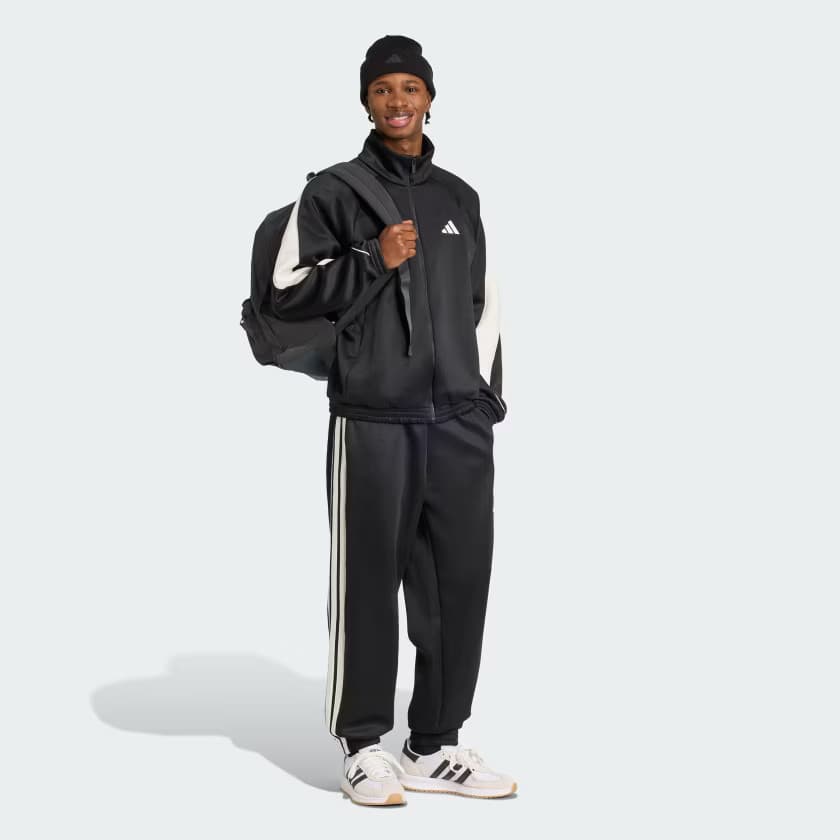adidas Men's Stadium Tracktop - Black/Off White - Size L - Image 3