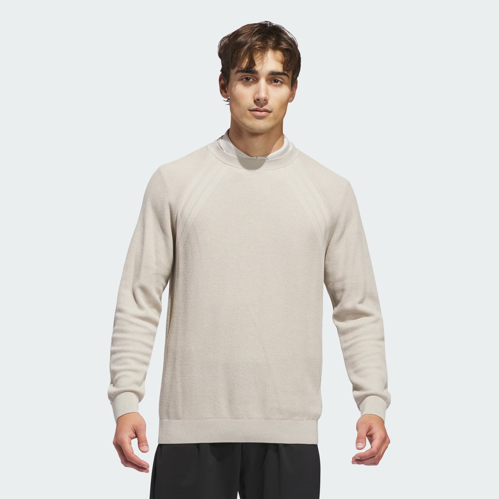 adidas Men's ULTIMATE365 TOUR KNIT CREWNECK Sweatshirt - Beige - Size L - Image 1
