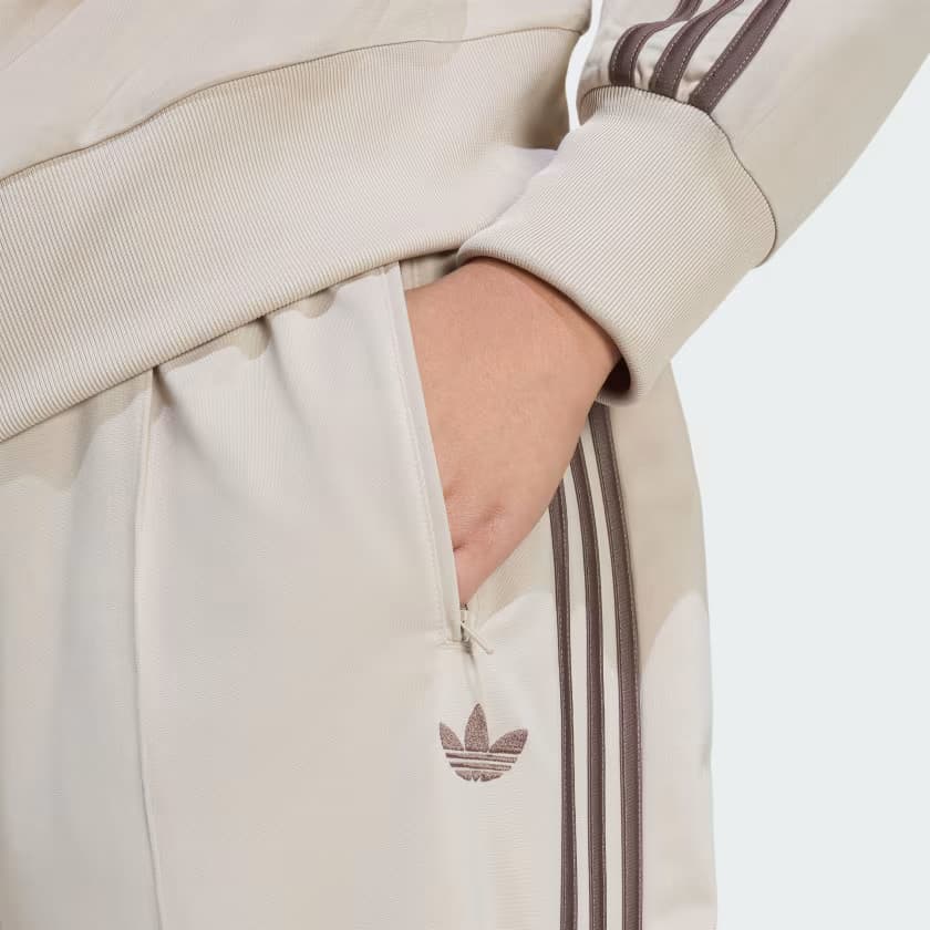 adidas Women's FIREBIRD LOOSE TRACK PANTS - Stone Khaki/Earth Strata - Size 2X - Image 4