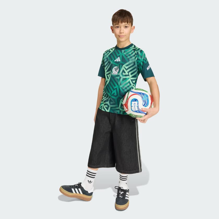 adidas Kids' Mexico 26 Home Kids Pre Match Jersey - Aurora Ivy - Size S - Image 5