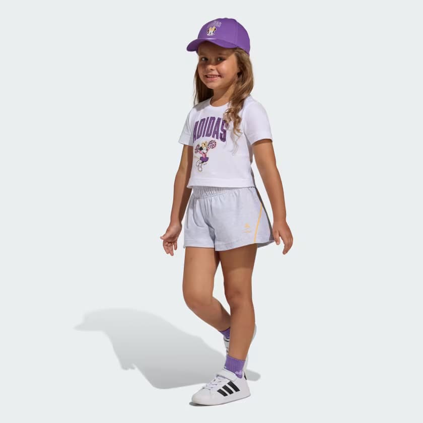 adidas Kids' DISNEY MINNIE T-SHIRT SET - White/Semi Ice Tangerine - Size 2XS - Image 3
