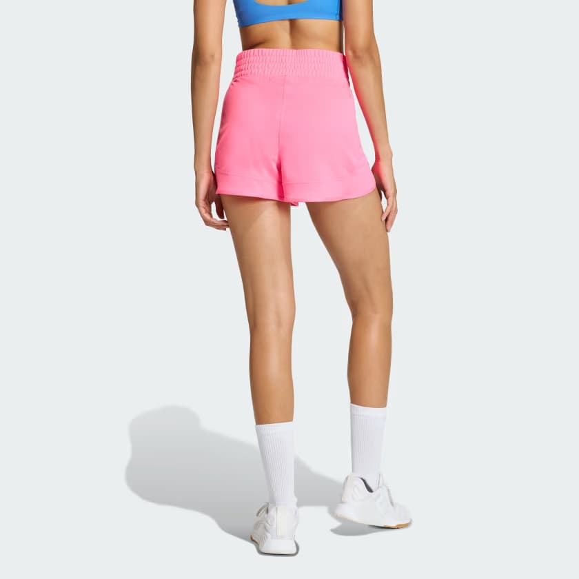 adidas Women's Pacer Essentials Knit Shorts - Lucid Pink/White - Size L - Image 2
