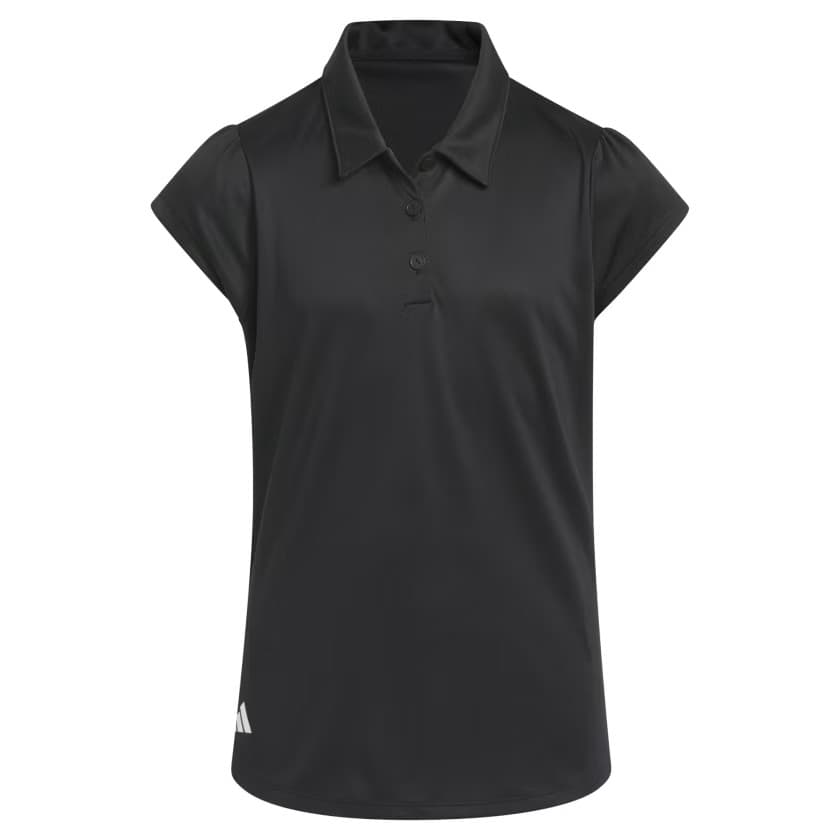 adidas Kids' GIRLS PERFORMANCE SHORT SLEEVE POLO - Black - Size S - Image 5
