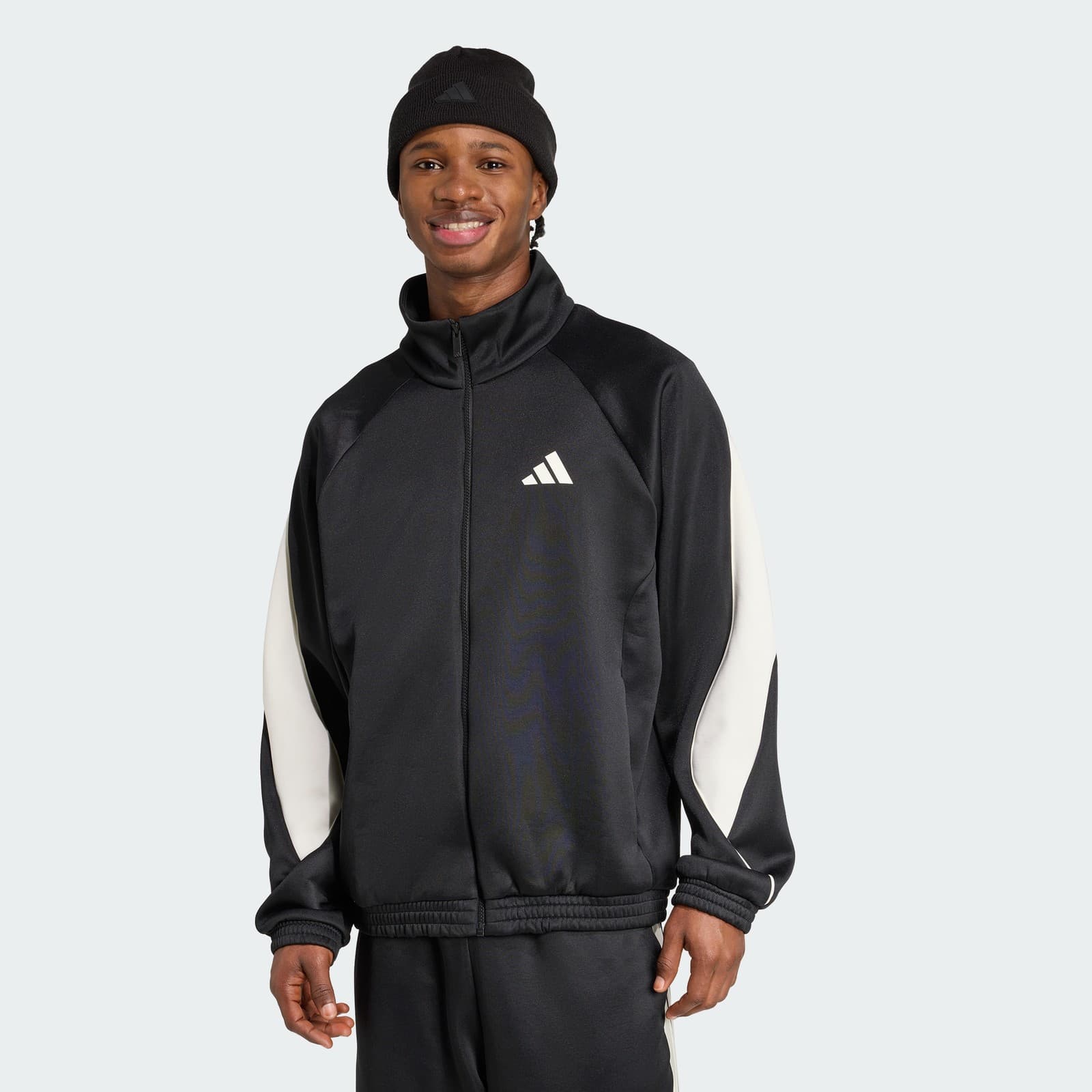 adidas Men's Stadium Tracktop - Black/Off White - Size L - Image 1