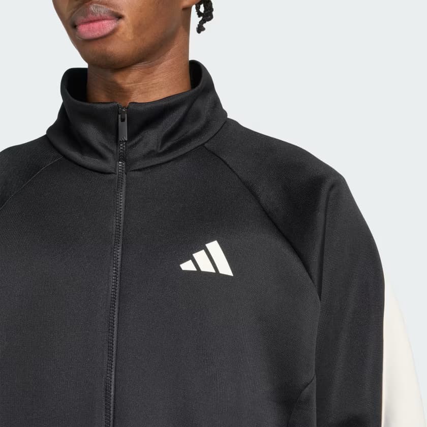 adidas Men's Stadium Tracktop - Black/Off White - Size L - Image 5