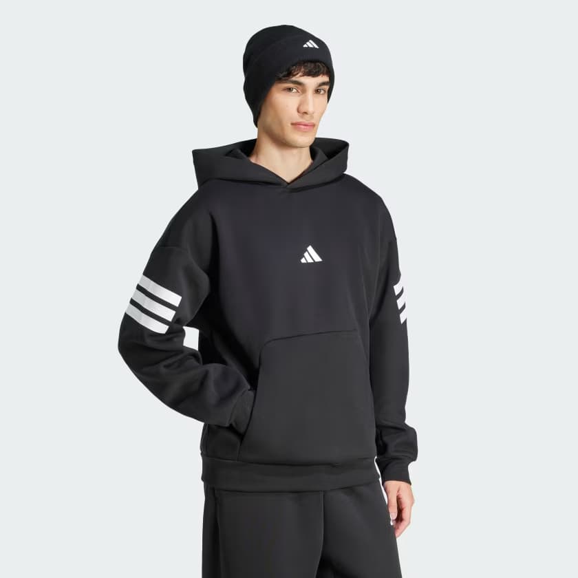 adidas Men's Future Icons 3-Stripes Hoodie - Black - Size M - Image 3