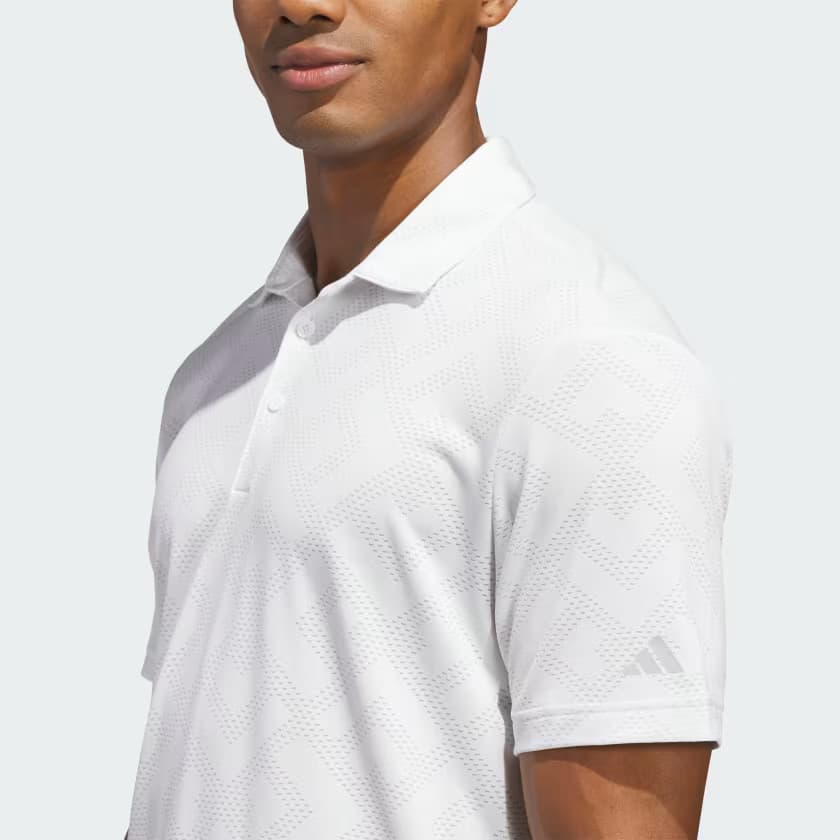 adidas Men's ULTIMATE365 JACQUARD POLO SHIRT - White/Grey Two - Size XL - Image 5