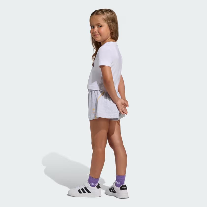 adidas Kids' DISNEY MINNIE T-SHIRT SET - White/Semi Ice Tangerine - Size 2XS - Image 2