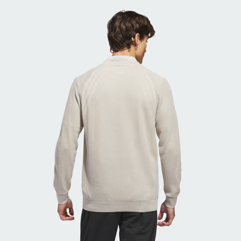 adidas Men's ULTIMATE365 TOUR KNIT CREWNECK Sweatshirt - Beige - Size L - Image 2
