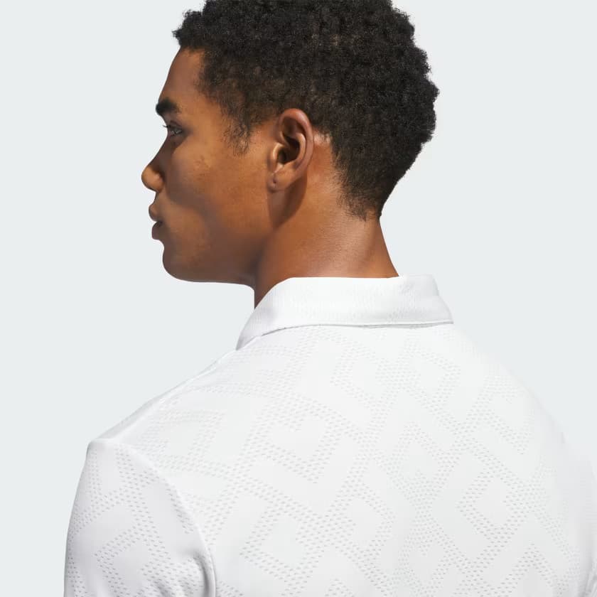 adidas Men's ULTIMATE365 JACQUARD POLO SHIRT - White/Grey Two - Size XL - Image 6