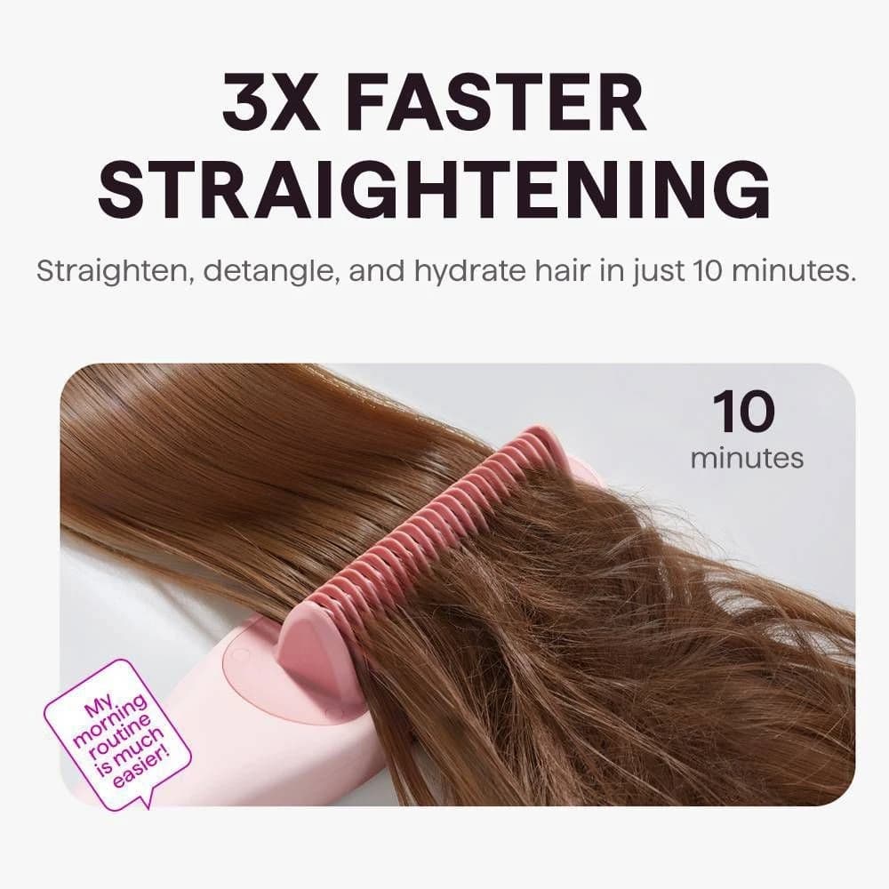 Wavytalk 395 Pro Steam Hair Straightener Brush - Pink - Image 8
