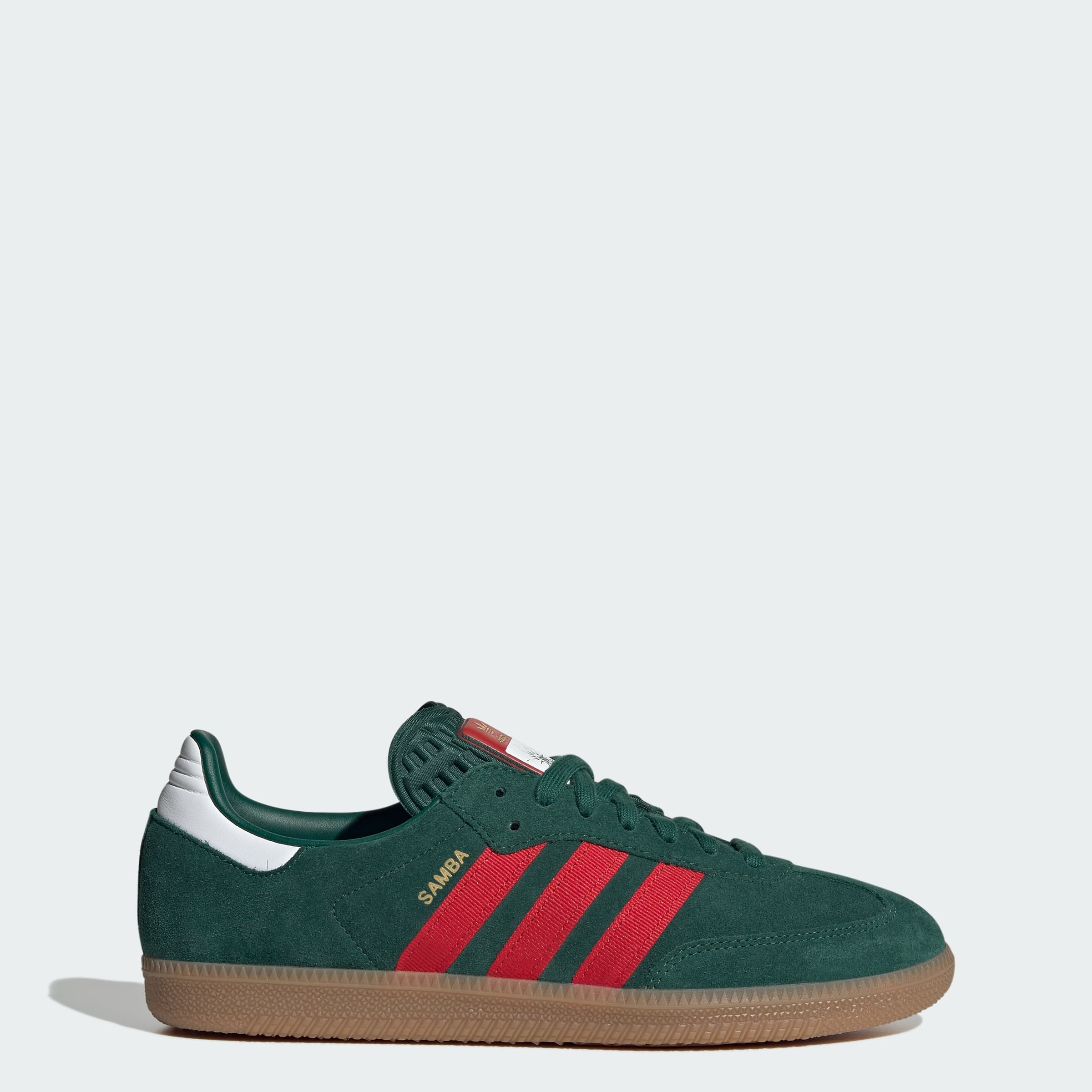 adidas Men's Samba OG Shoes - Team Dark Green/Better Scarlet/Gum - Size 4.5 - Image 1