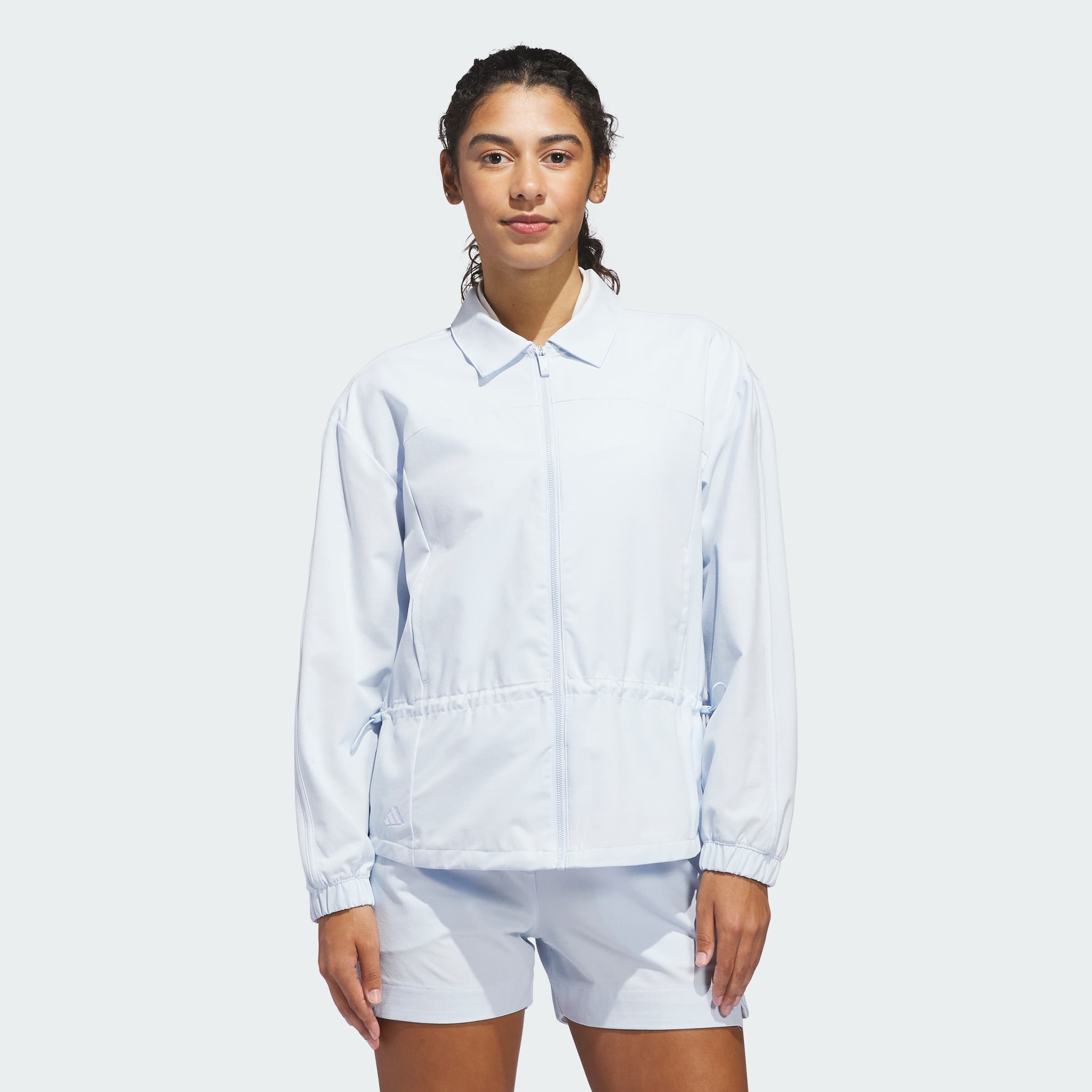 adidas Women's ULTIMATE365+ PEPLUM GRID JACKET - Crystal Sky - Size L - Image 1