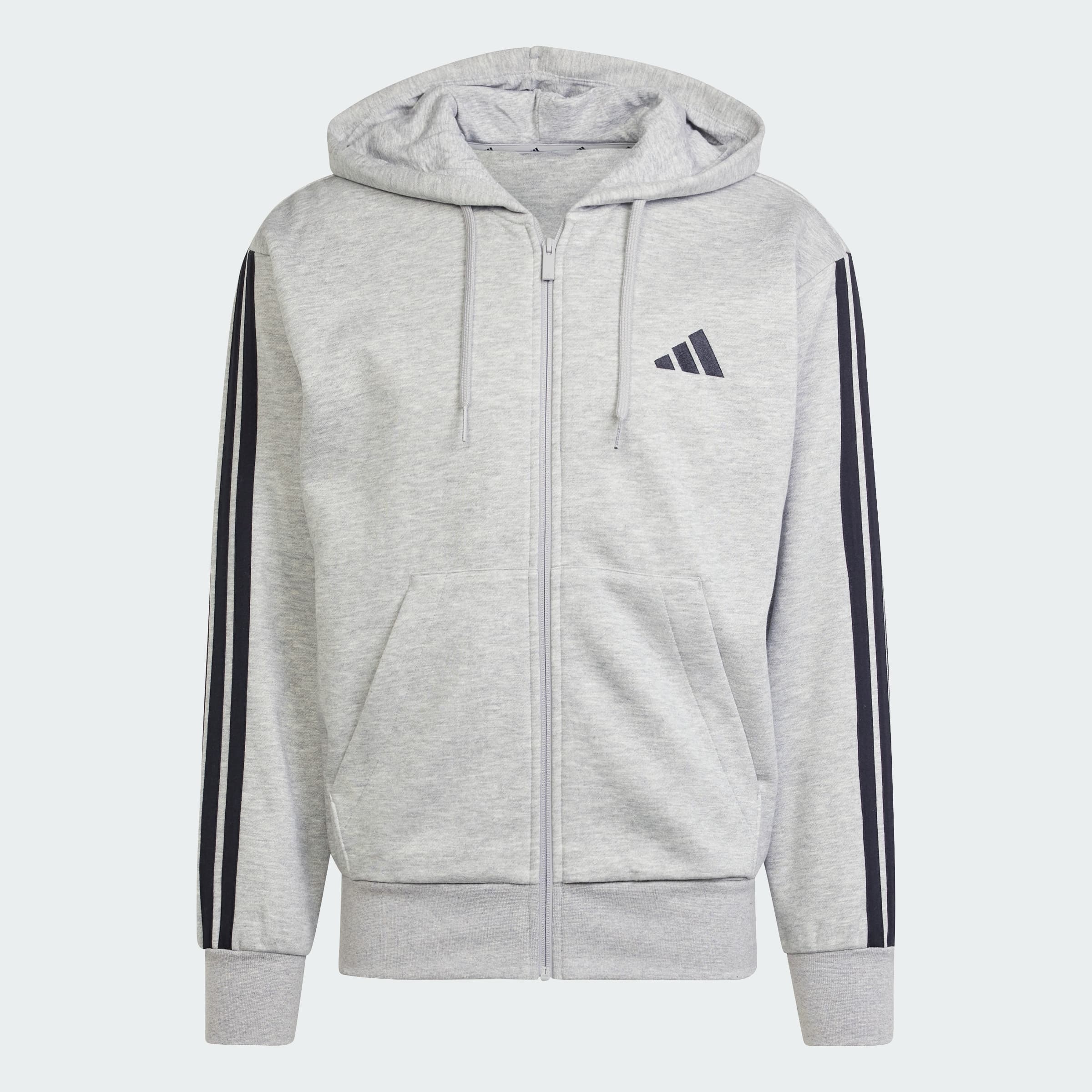 adidas Men's Essentials 3-Stripes Hoodie - Medium Grey Heather/Black - Size XS - Image 1