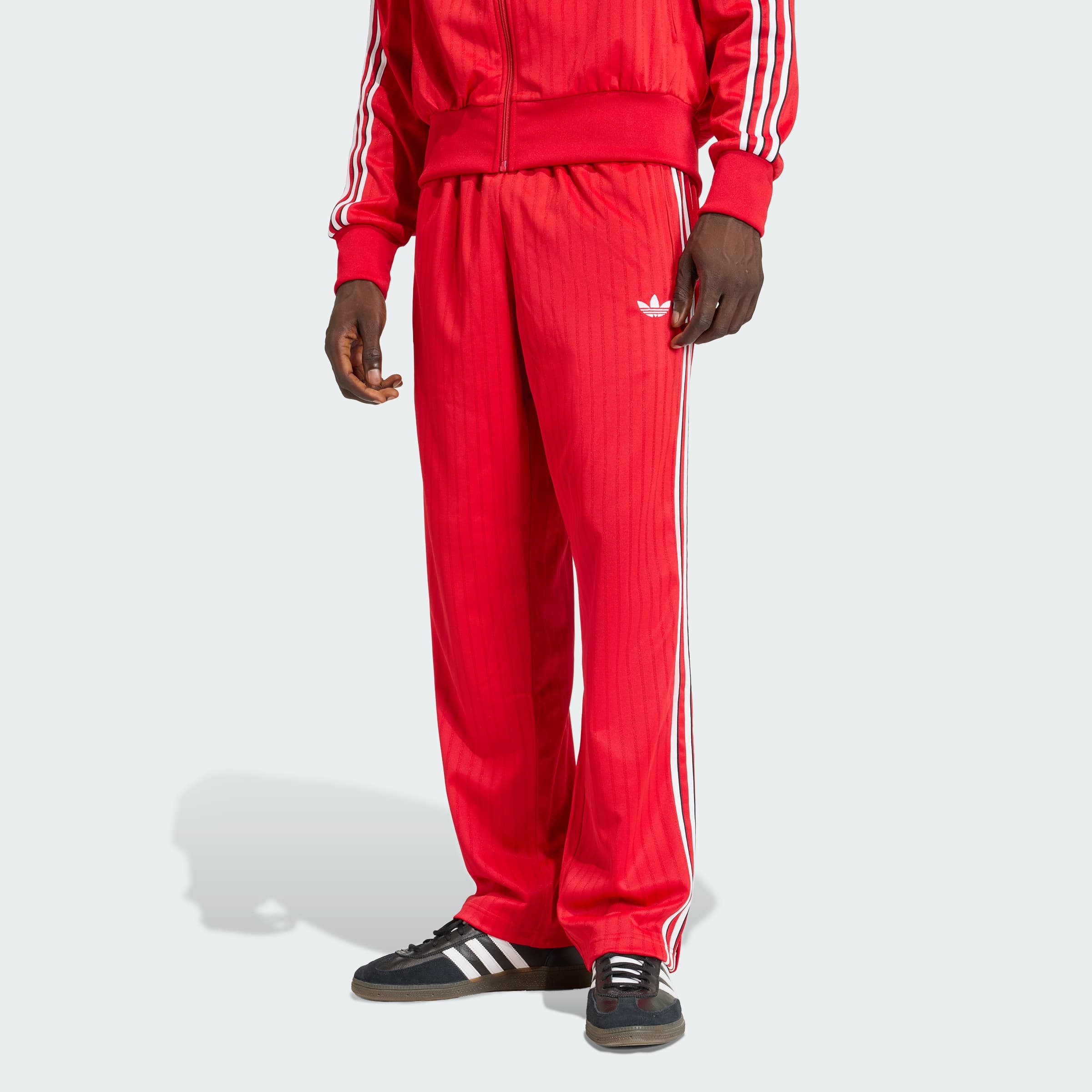 adidas Men's Firebird Loose Pinstripes Track Pants - Better Scarlet - Size S - Image 1