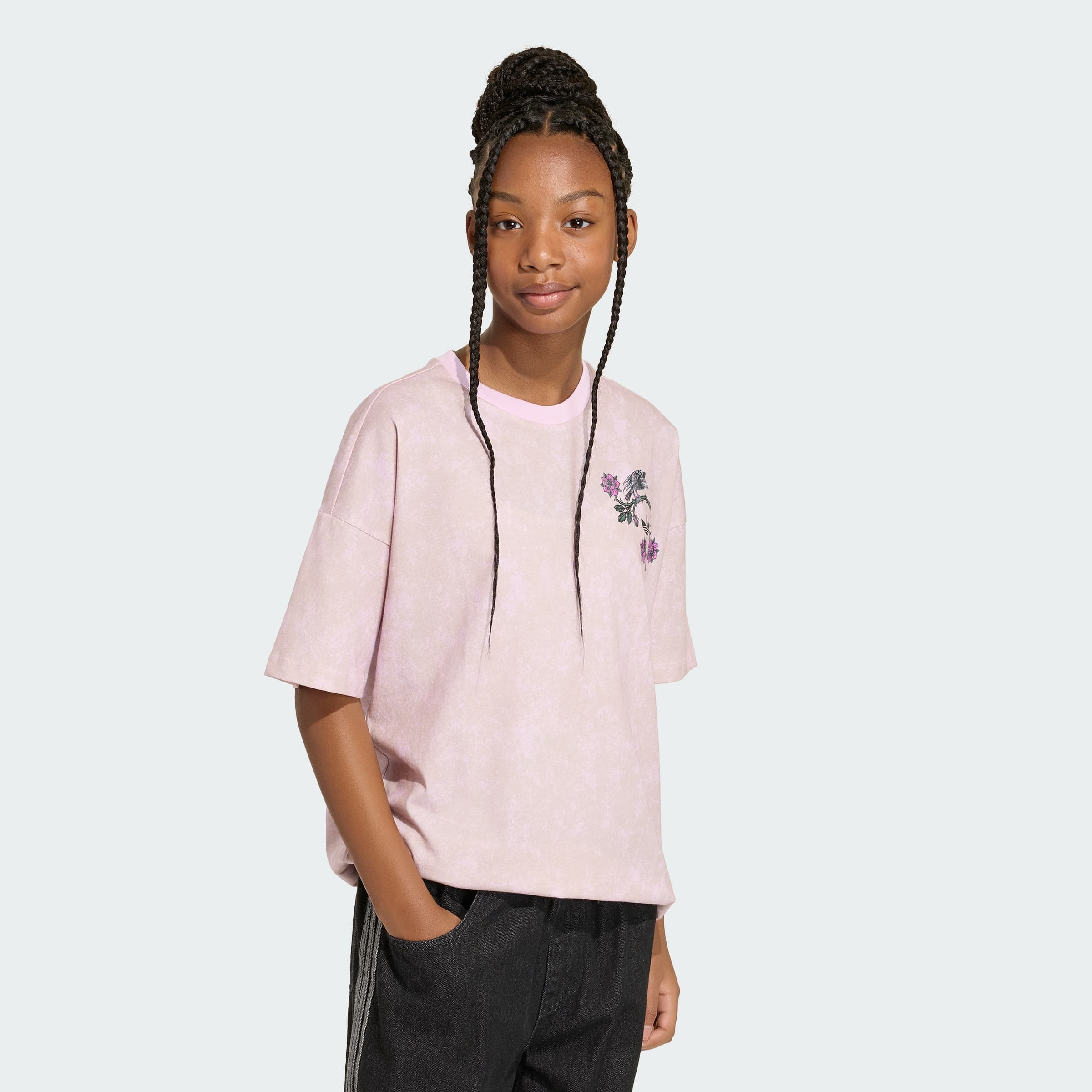 adidas Kids' DISNEY VILLAINS OVERSIZED WASHED GFX TEE - Orchid Fusion - Size S - Image 1