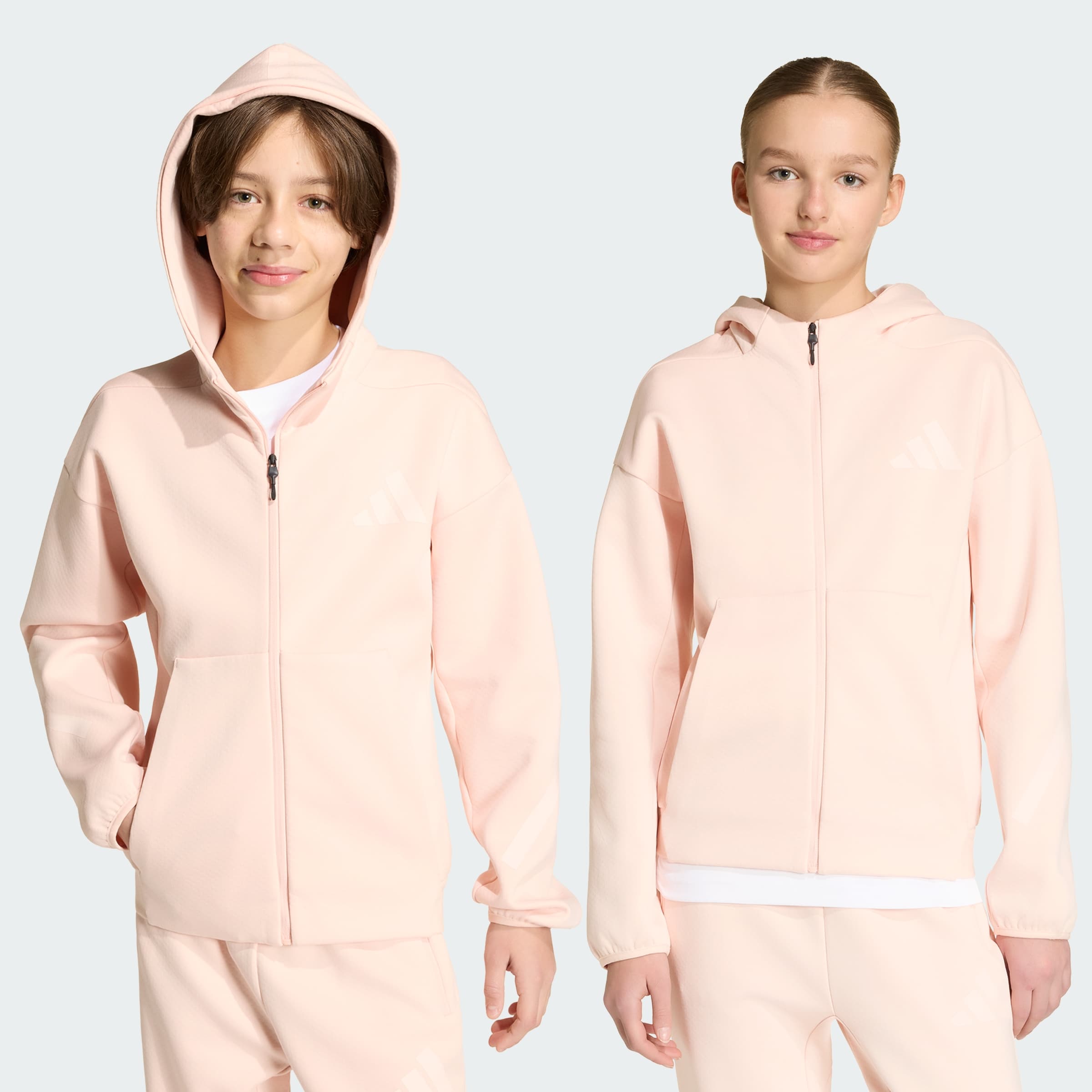 adidas Kids' Z.N.E. Full-Zip Hooded Jacket - Blush Pink/Pink Tint - Size XL - Image 1